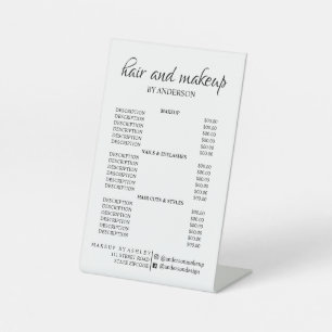 Einfach schwarz-weiße Friseursalonpreise Sockelschild