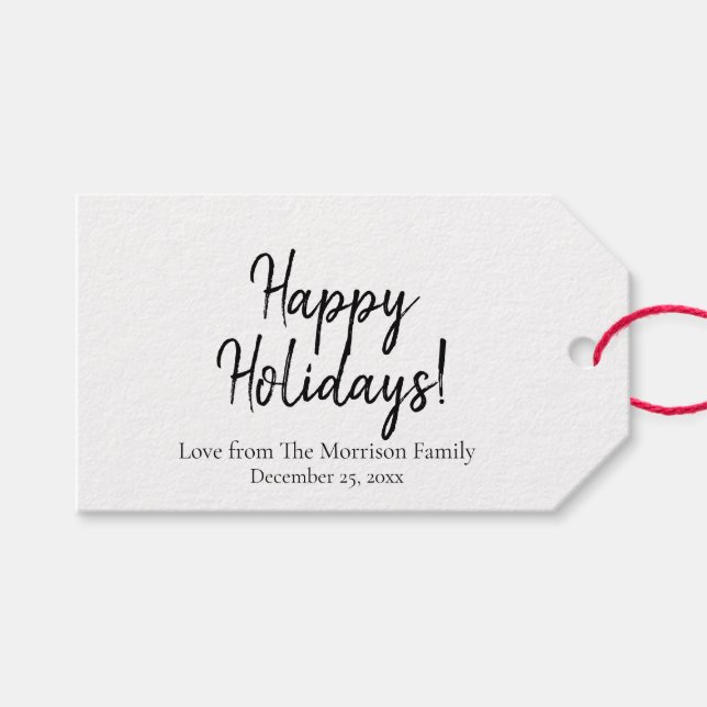 Einfach Schwarz-weißes benutzerdefiniertes Skript  Geschenkanhänger (Vorderseite (Horizontal))