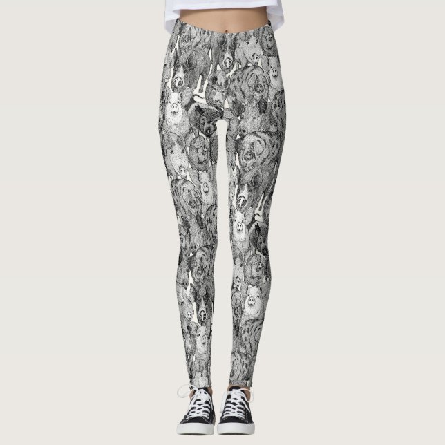 einfach schwarze halbe Perlen-Schweine Leggings (Vorderseite)