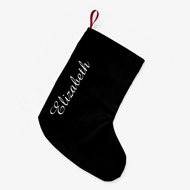 Einfach schwarze Solid-Farbe anpassen Kleiner Weihnachtsstrumpf (Vorderansicht (hängend))