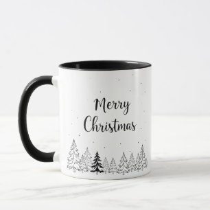 Einfach schwarze Weihnachtsbäume und Sterne Tasse