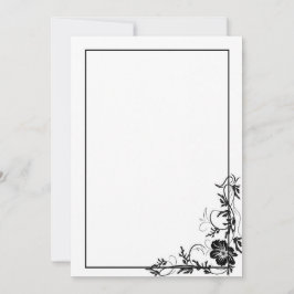 Einfach schwarzer Blumenrahmen Einladung