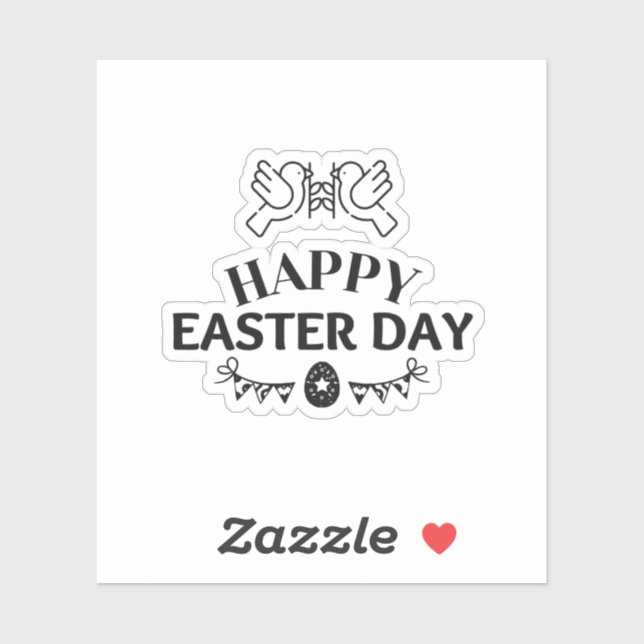 Einfach schwarzer "Happy Oaster Day" Aufkleber (Blatt)