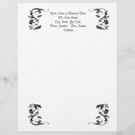 Einfach schwarzer Swirl, eleganter Letterhead Briefkopf