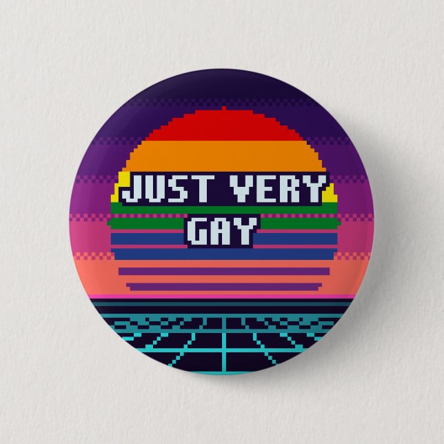 Einfach sehr schwuler Pride-Pixel-Button Button (Vorderseite)