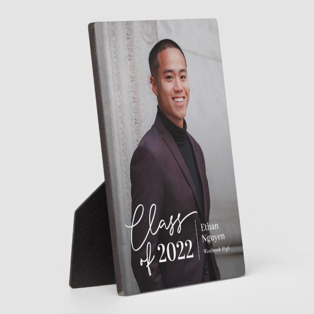 Einfach sicherer EDITABLE FARBEN Abschluss Plaque Fotoplatte (Seite)