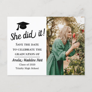 einfach   Sie hat es Save the Date im Foto gemacht Postkarte