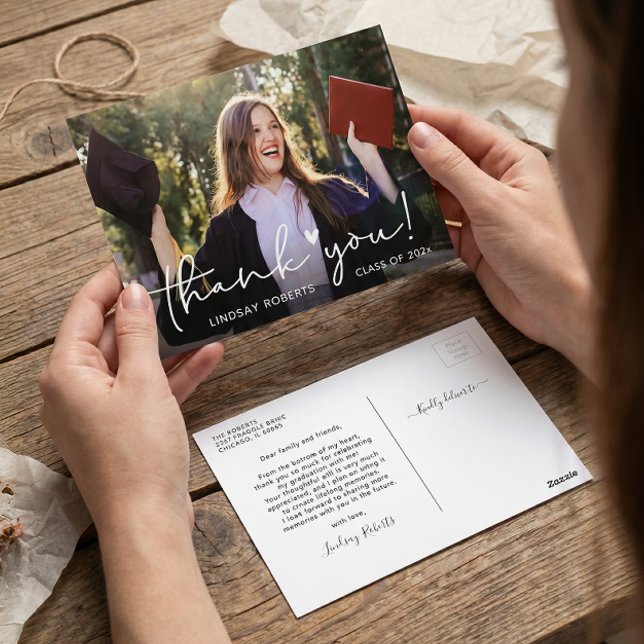 Einfach Skript Abschluss Foto Vielen Dank Postkarte (Von Creator hochgeladen)