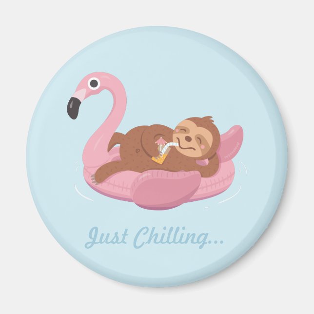Einfach Sloth Pink Flamingo Float Magnet abkühlen (Vorne)