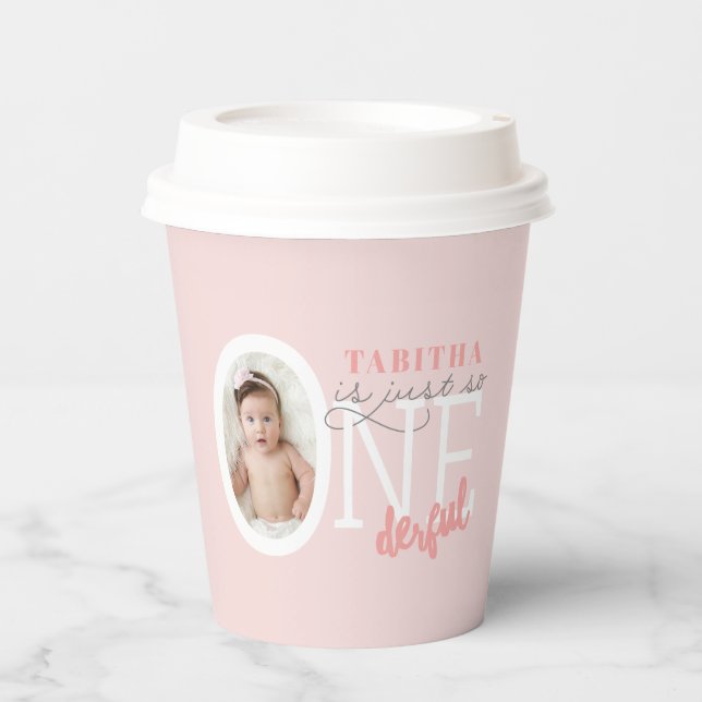 einfach so ONEderful Girly Geburtstag Foto Pappbecher (Vorderseite)