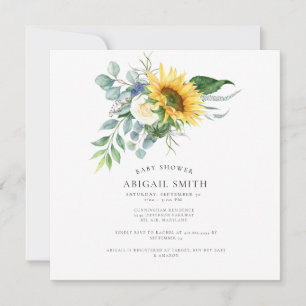Einfach Sonnenblume Baby Shower Quadratisch Einladung