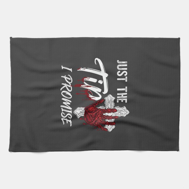 Einfach Spitze Versprechen Halloween Bluthand Kreu Geschirrtuch (Horizontal)