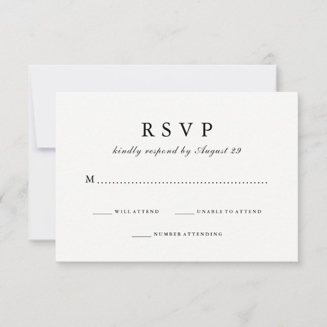 Einfach stilvoll | Black Reverse Wedding Response RSVP Karte (Vorderseite)