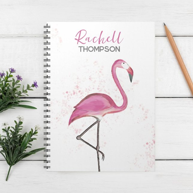 Einfach stilvoll Chic Pink Flamingo Watercolor Notizblock (Von Creator hochgeladen)