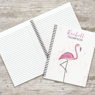 Einfach stilvoll Chic Pink Flamingo Watercolor Notizbuch