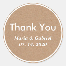 Einfach Stilvolle Rustikale Kraft. Hochzeit Danke Runder Aufkleber