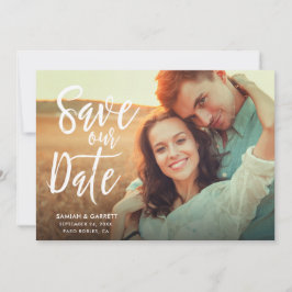 Einfach stilvolles modernes Typografie-Foto | Weiß Save The Date