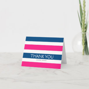 Einfach Streifen Dankeschön Notizkarte / Navy Pink Dankeskarte