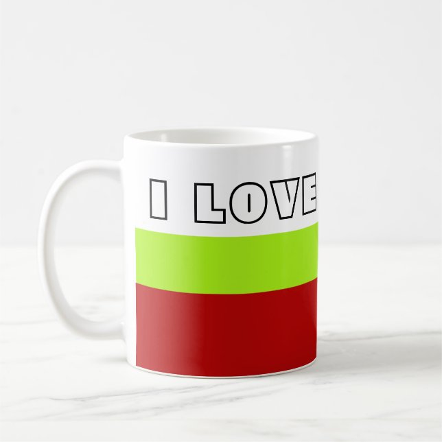 Einfach Streifen Frühlingsrot + Text / Idee Kaffeetasse (Links)