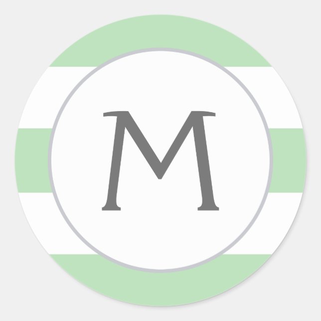 Einfach Streifen Monogramm Aufkleber / Minze (Vorderseite)