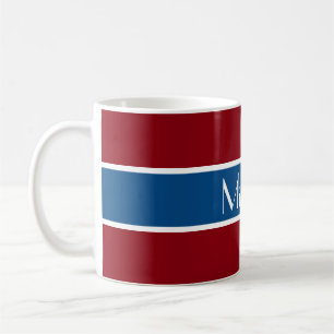 Einfach Stripes dunkelblau + Ihr Backgr. Name Kaffeetasse