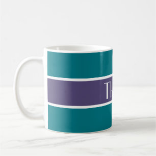 Einfach Stripes dunkle Lilie + Ihr Backgr. Name Kaffeetasse