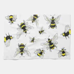 Einfach süß: Klassisches Weiß & Hummel Geschirrtuch