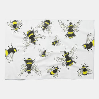 Einfach süß: Klassisches Weiß & Hummel Geschirrtuch
