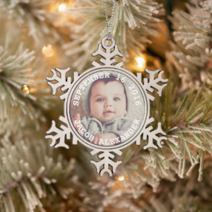 Einfach süße Baby-Foto Schneeflocken Zinn-Ornament
