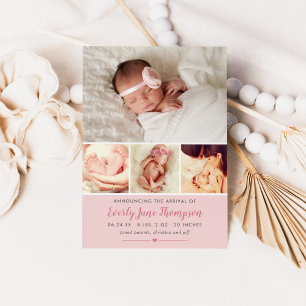 Einfach süße Ballerina-Rosa Baby-Mädchen-Geburtsan Ankündigung