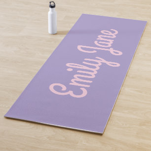 Einfach süße rosa und lila Schrift personalisiert Yogamatte