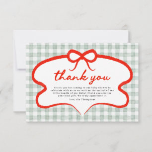 Einfach Süßer Augapfel Baby Shower Gingham Dankeskarte
