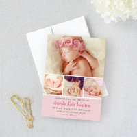 Einfach Sweet Pink Baby Girl Foto Collage Birth