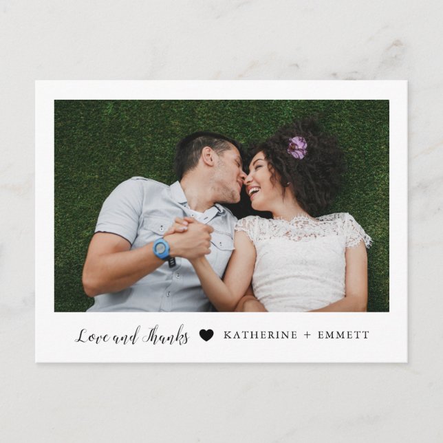 Einfach Sweet Wedding Vielen Dank Foto Postcard Postkarte (Vorderseite)