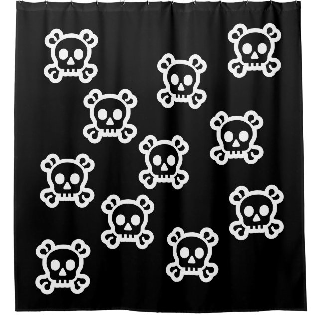 Einfach Symbole - SKULL & BONES + Ihre Ideen Duschvorhang (Vorderseite)