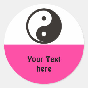 Einfach Symbole - Yin & Yang + Ihr Text & Ideen Runder Aufkleber