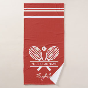Einfach Tennis Club Name Team Swag Rot Benutzerdef Badehandtuch