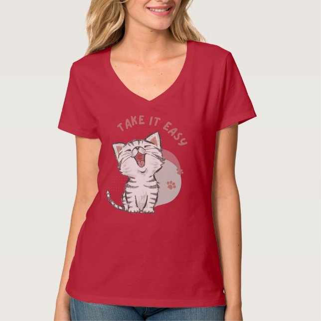 Einfach tierischer T - Shirt für weibliche v-Nacke (Vorderseite)