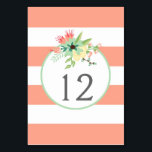 Einfach Tischnummer Tafelkarten mit Blumen und Str<br><div class="desc">Einfach Tischnummer Tafelkarten mit Blumen und Streifen / Pfirsichminze</div>
