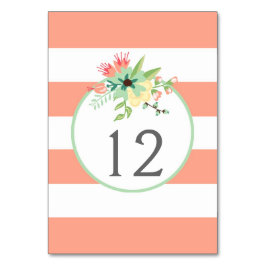 Einfach Tischnummer Tafelkarten mit Blumen und Str