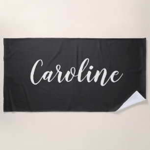 Einfach trendy chic schwarze Kalligrafie personali Strandtuch