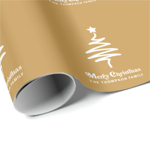 Einfach trendy Retro Gold Personalisierte Weihnach Geschenkpapier