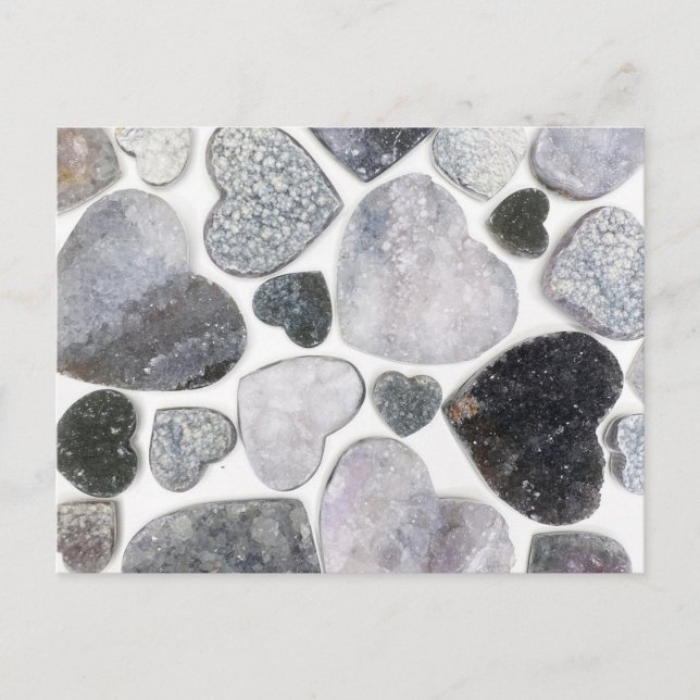 Einfach trendy Schwarz-weiß Crystal Herzmuster Postkarte (Vorderseite)