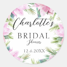 Einfach, tropisch, blumenreich, Brautparty Runder Aufkleber