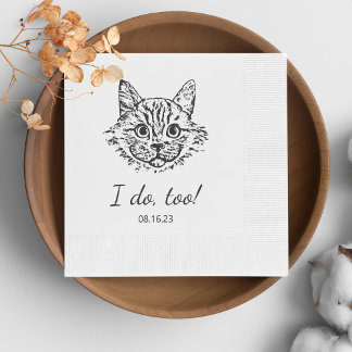 Einfach tue ich zu katzenhaft Zeichnend Hochzeit Serviette