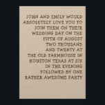 Einfach Typografie Spaß & informelle Hochzeit Einladung<br><div class="desc">Niemand hat je gesagt, dass alle Hochzeiten traditionell und formell sein müssen und dasselbe gilt für die Einladungen! Dieses Design ist einfach und schlicht Typografie in einem lustigen Stil und Sie können leicht auf Ihre eigenen Worte zu personalisieren! Sie können auch die Textfarbe und die Schriftart des Schriftartes ändern, wenn...</div>