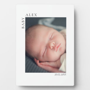 Einfach und chic Baby-Foto Name und Geburtsdatum Fotoplatte