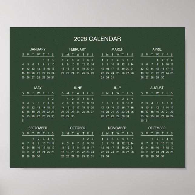 Einfach und doch Elegant 2026 Kalender |  Poster (Vorne)