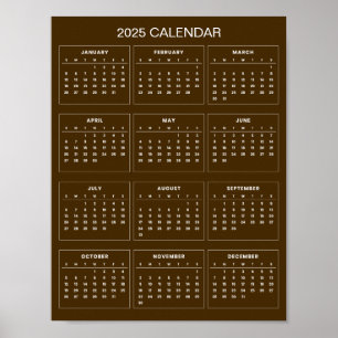 Einfach und Elegant 2025 Kalender    Poster