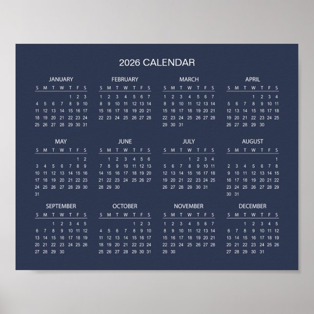 Einfach und Elegant 2026 Kalender |  Poster (Vorne)
